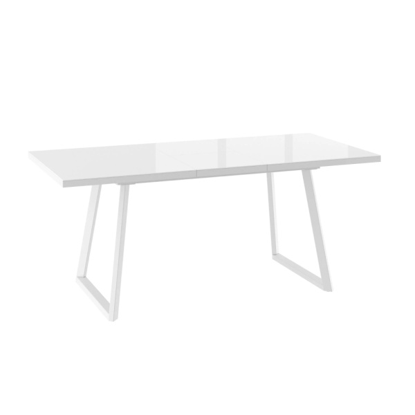 Стол LOFT LUX-160, раздвижной со стеклом 160(205)х90, БЕЛЫЙ ОПТИВАЙТ/БЕЛЫЙ LOFT 160